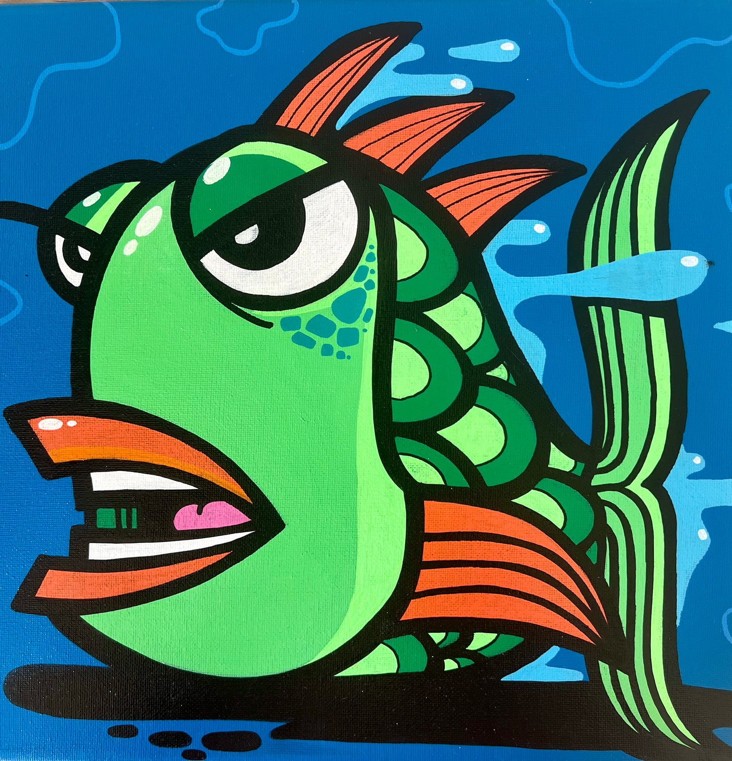 12" x 12" Graffiti Fish Painting