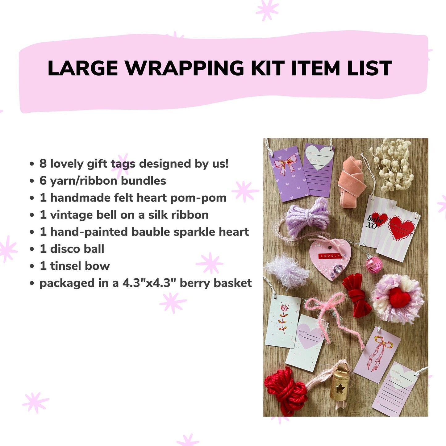 Valentines Wrapping Kit - Toppers, Love Notes & Ribbon