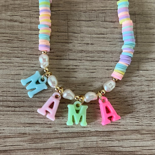 "Mama" Candy-Colored Beaded Necklace