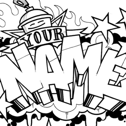 Personalized Graffiti Coloring Page - Instant Download