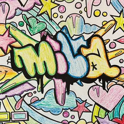 Personalized Graffiti Coloring Page - Instant Download