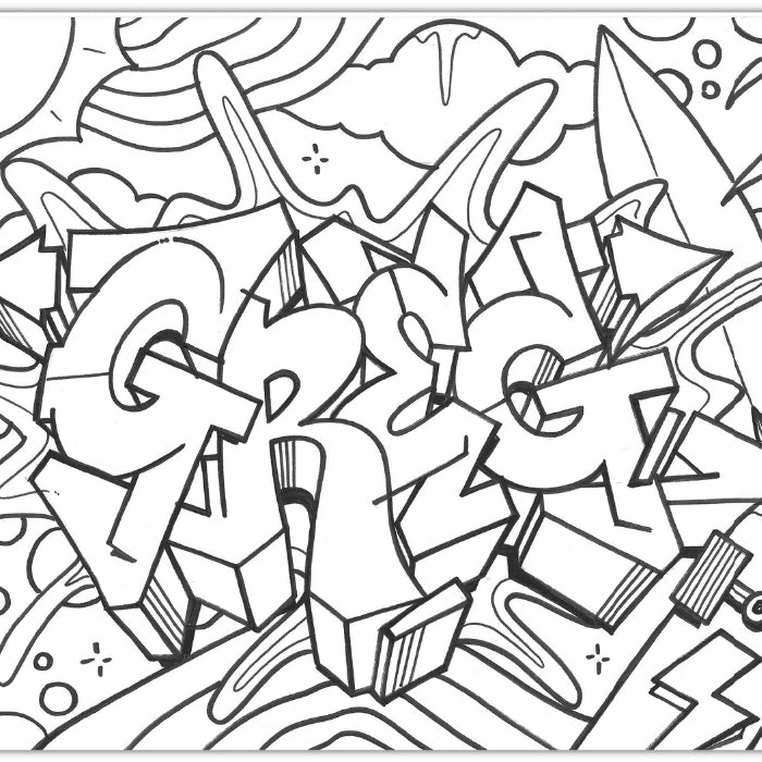 Personalized Graffiti Coloring Page - Instant Download