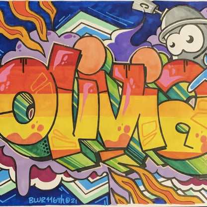 Personalized Graffiti Coloring Page - Instant Download