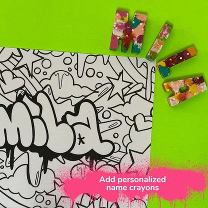 Personalized Graffiti Coloring Page - Instant Download