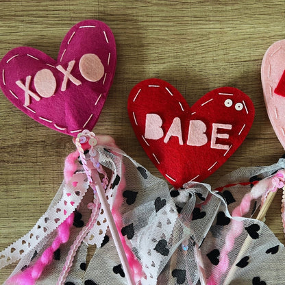 Valentines Felt Heart Wand