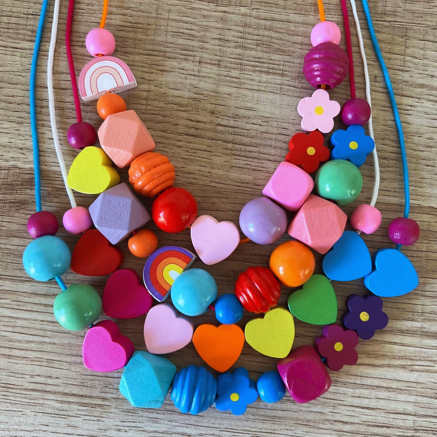 Whimsical Wood Beaded Necklace