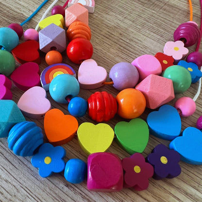 Whimsical Wood Beaded Necklace