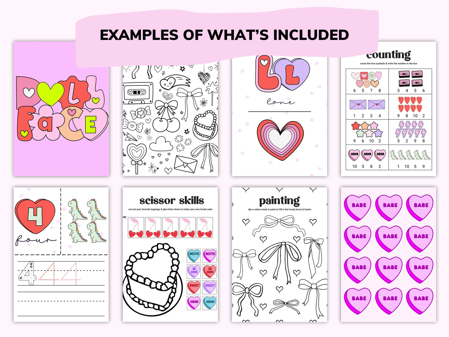 Valentine's Day Toddler Worksheets / Downloadable File / Digital Worksheets