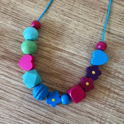 Whimsical Wood Beaded Necklace