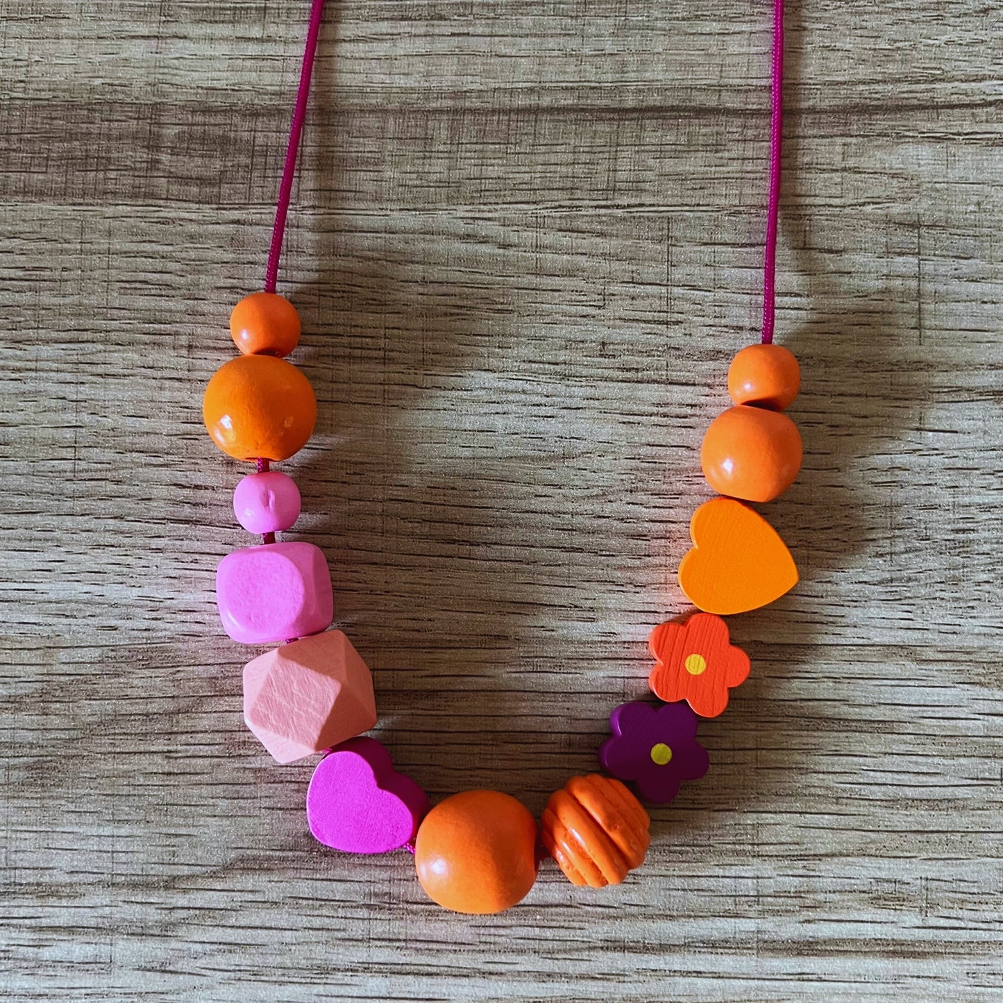 Whimsical Wood Beaded Necklace