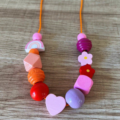 Whimsical Wood Beaded Necklace