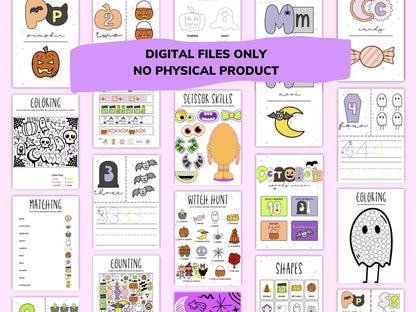 Halloween Kids Worksheets / Downloadable File / Digital Worksheets