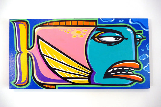 30" x 15" Graffiti Fish Painting