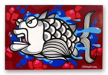 36" x 24" Graffiti Fish Painting