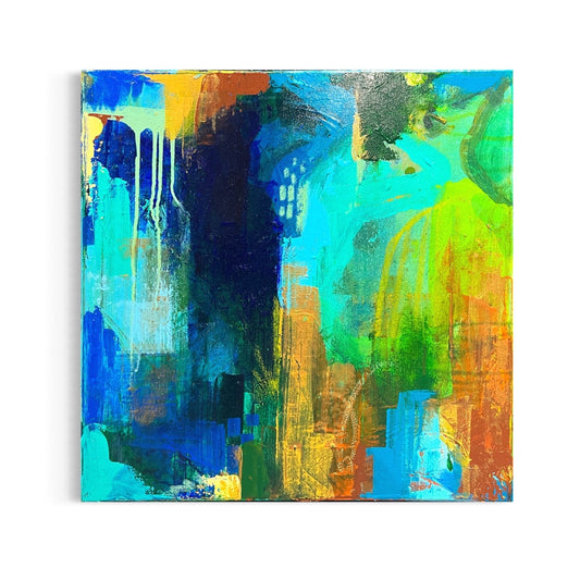 20" x 20" Drippy Abstract Painting