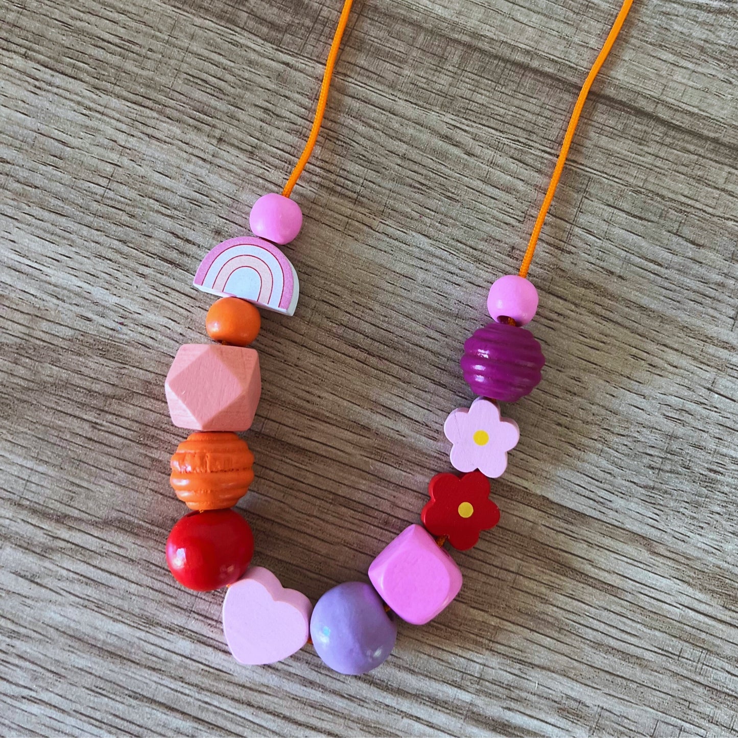 Whimsical Wood Beaded Necklace