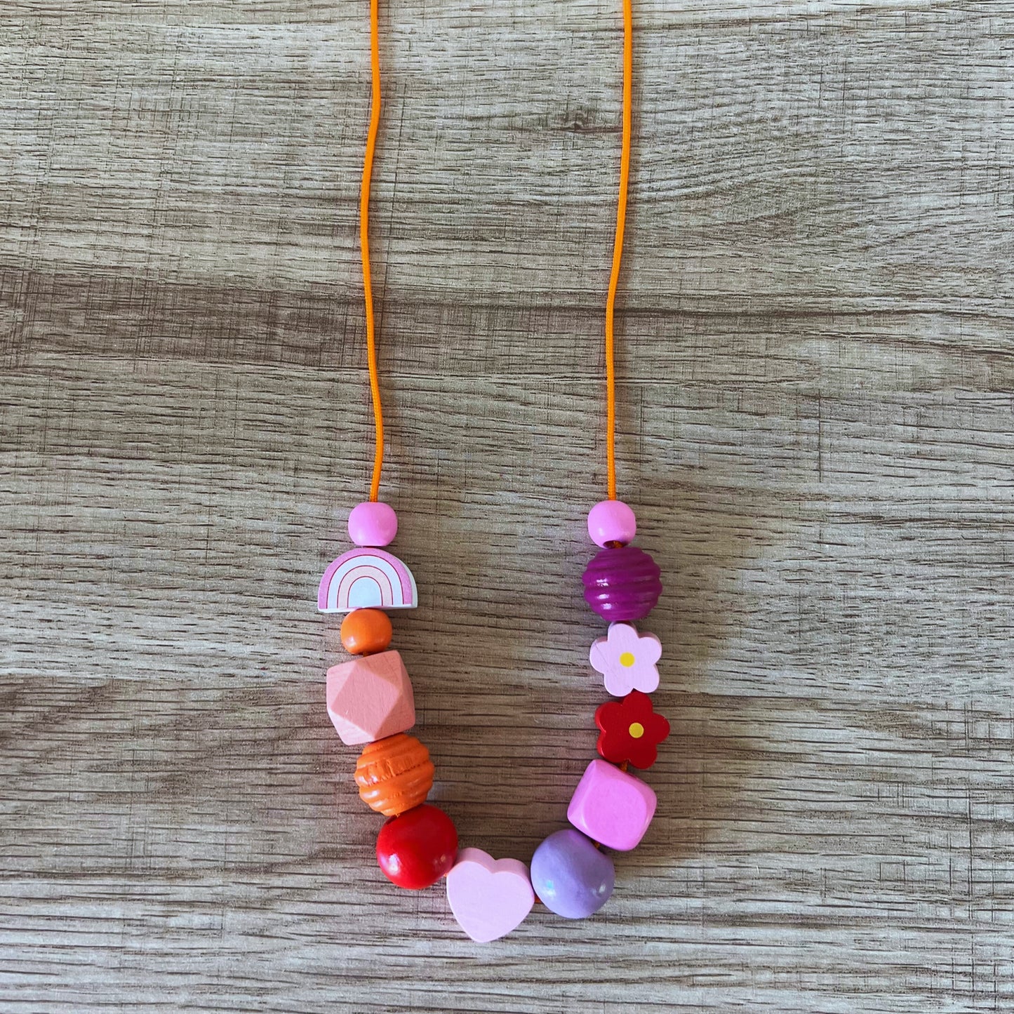 Whimsical Wood Beaded Necklace