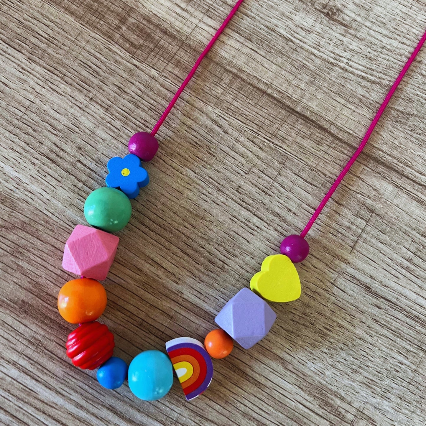 Whimsical Wood Beaded Necklace