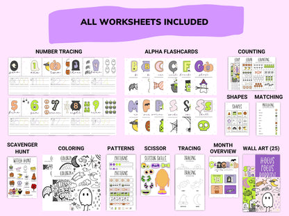 Halloween Kids Worksheets / Downloadable File / Digital Worksheets