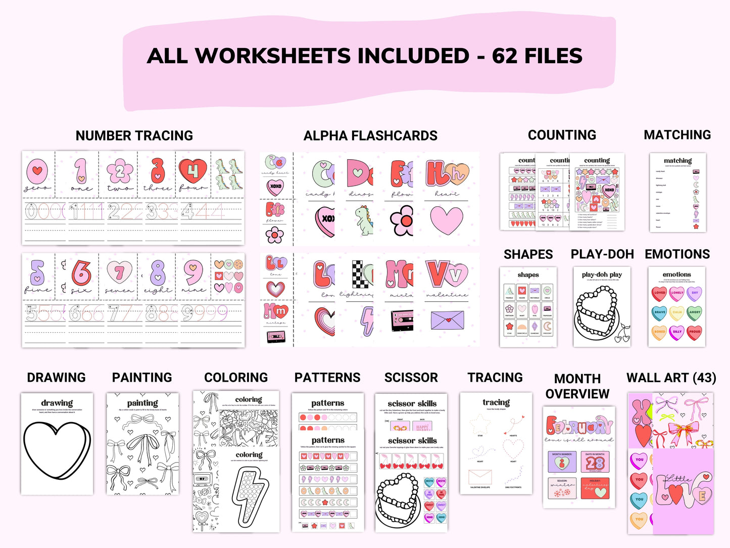 Valentine's Day Toddler Worksheets / Downloadable File / Digital Worksheets