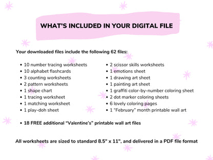 Valentine's Day Toddler Worksheets / Downloadable File / Digital Worksheets