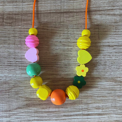 Whimsical Wood Beaded Necklace