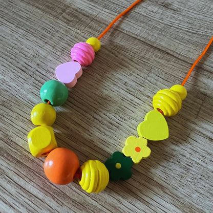 Whimsical Wood Beaded Necklace