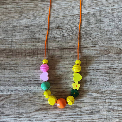 Whimsical Wood Beaded Necklace