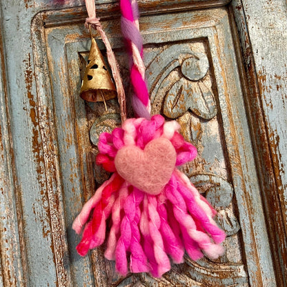 Valentines Felt Heart & Bell Tassel