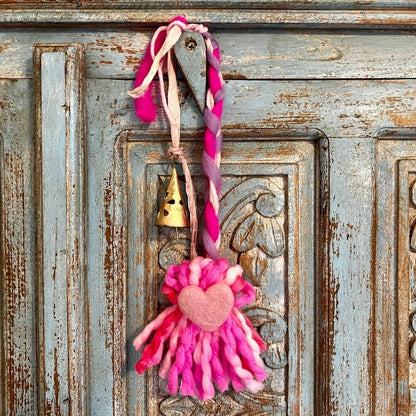 Valentines Felt Heart & Bell Tassel