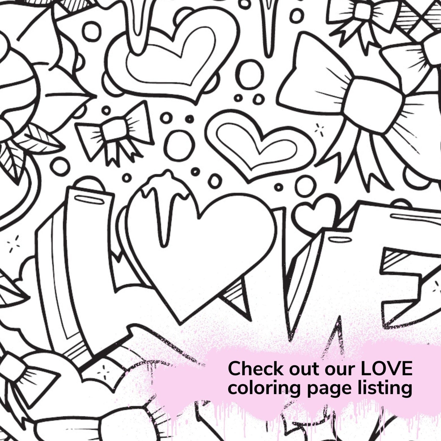 Valentines BABE Graffiti Coloring Page - Instant Download