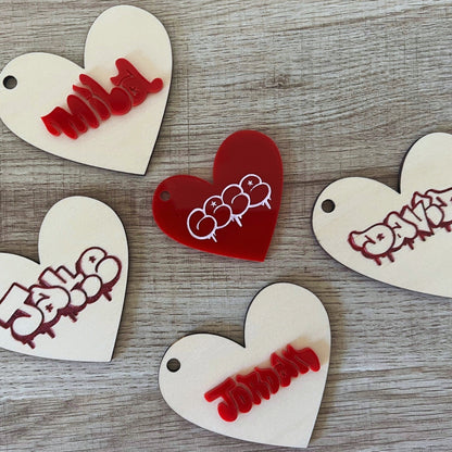 Valentines Graffiti Heart Tag / Gift Topper / Ornament