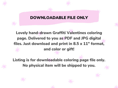 Valentines LOVE Graffiti Coloring Page - Instant Download