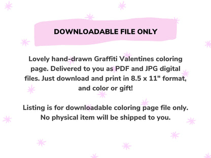 Valentines BABE Graffiti Coloring Page - Instant Download