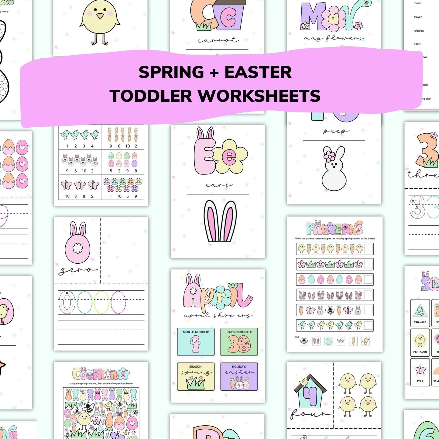 Spring + Easter Toddler Worksheets / Downloadable File / Digital Worksheets