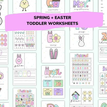 Spring + Easter Toddler Worksheets / Downloadable File / Digital Worksheets